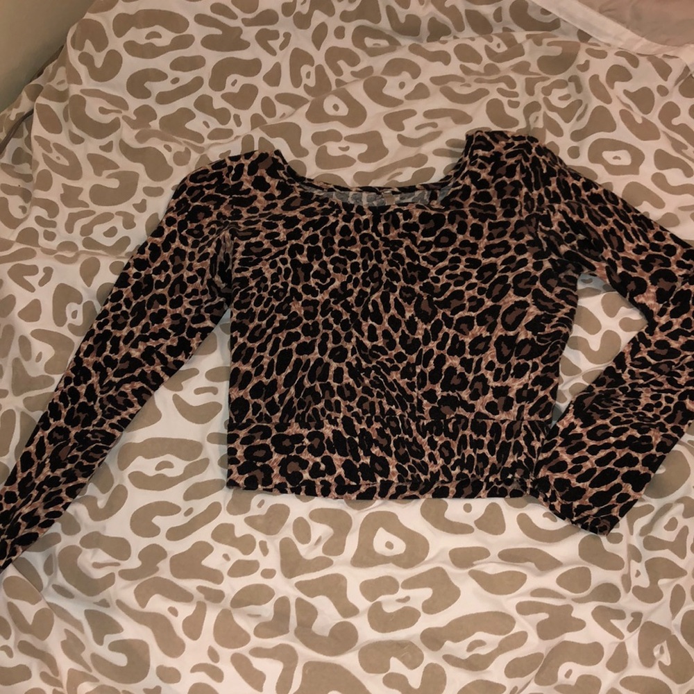 Cheetah print crop top, open back